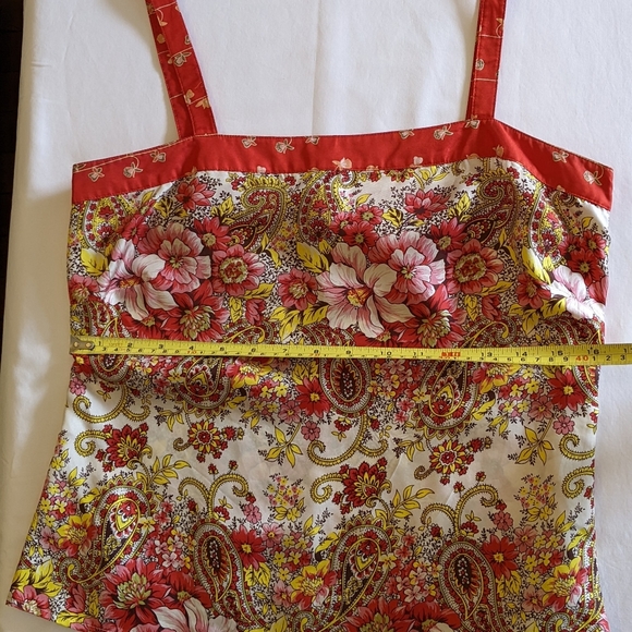 100% Silk Vintage Tank Top Flower Paisley Print - Picture 9 of 15